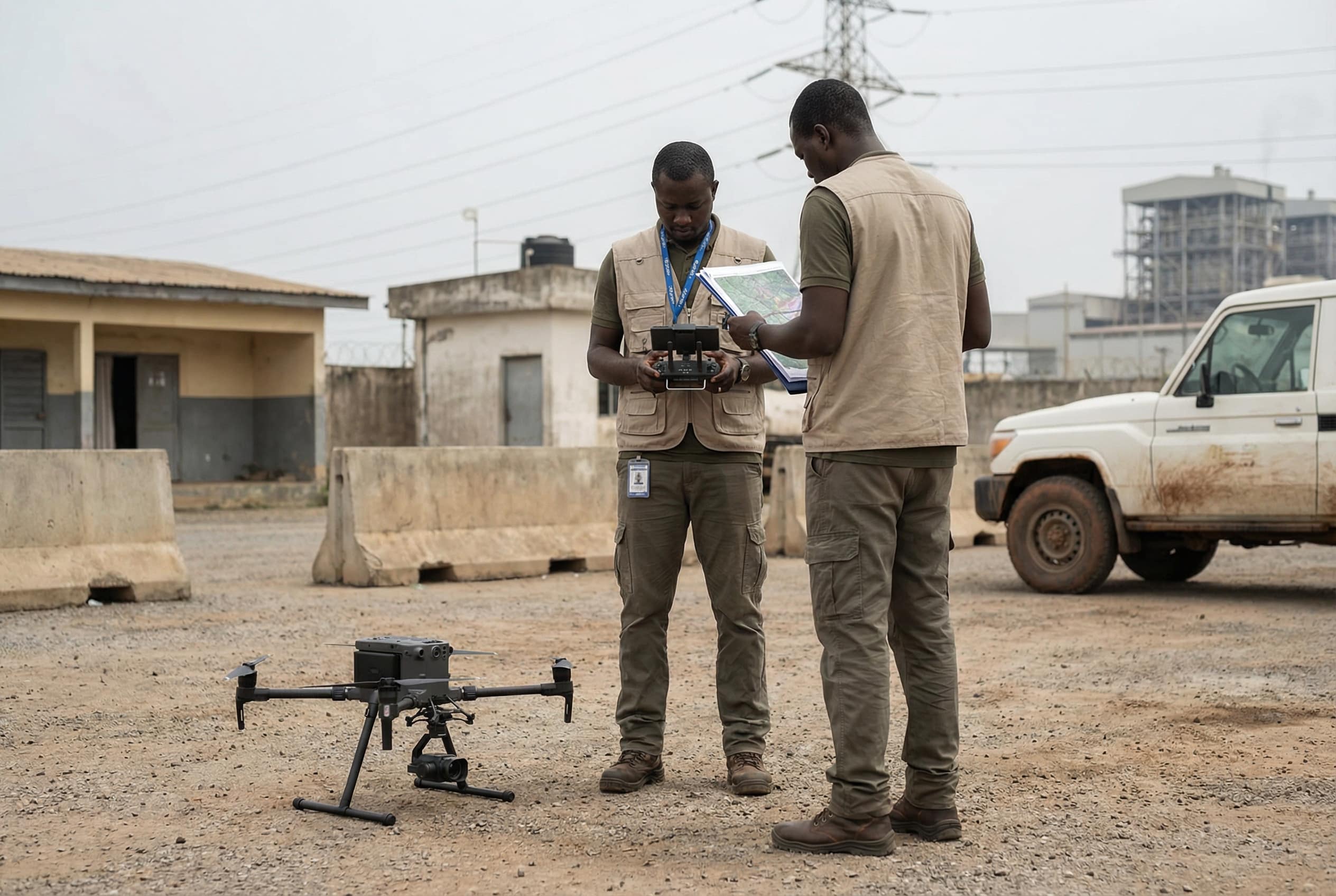 Aerial reconnaissance and visibility support over a sensitive environment